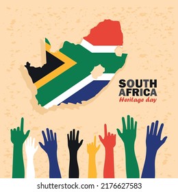 heritage day lettering postcard with map