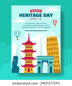Heritage Day Vertical Poster Flat Cartoon Hand Drawn Templates Background Illustration
