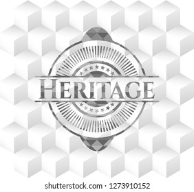 Heritage grey badge with geometric cube white background