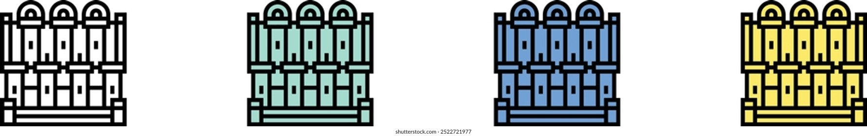 heritage icon. Outline, Green, Blue and Yellow Style Design Isolated On White Background