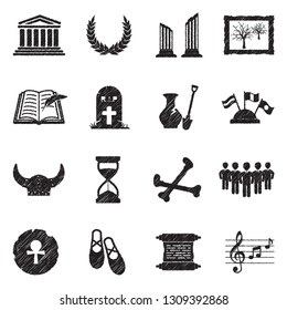 Heritage Icons. Black Scribble Design. Vector Illustration.
