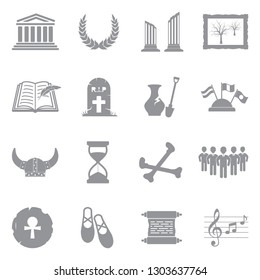 Heritage Icons. Gray Flat Design. Vector Illustration.