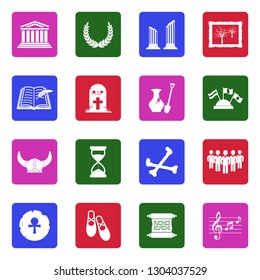 Heritage Icons. White Flat Design In Square. Vector Illustration.