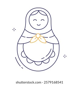 Heritage Matryoshka Wooden Doll Vector Icon Design