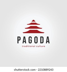 heritage of pagoda logo from japan and chinese vector design illustration vintage