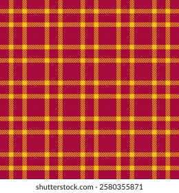 Heritage pattern background tartan, national textile fabric texture. Oilcloth plaid vector seamless check in red and golden poppy colors palette.