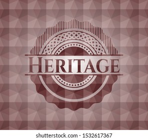 Heritage red badge with geometric background. Seamless.