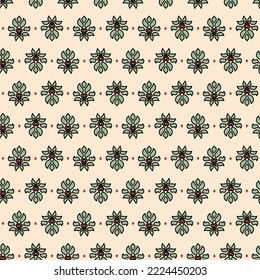 Heritage, retro seamless seamless repeat pattern. Hand drawn, vector damask all over surface print on beige background.