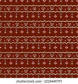 Heritage seamless repeat pattern. Vertical, vector damask all over surface print on brown background.
