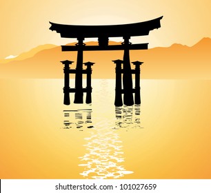 heritage shrine in Miyajima, Japan