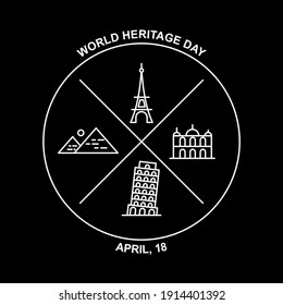 Heritage sites vintage illustration. Easy to edit with vector file. Can use for your creative content. Especially about world heritage day in this April.