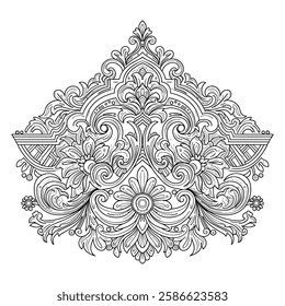 Heritage Tapestry in flat vector and silhouette with white background 