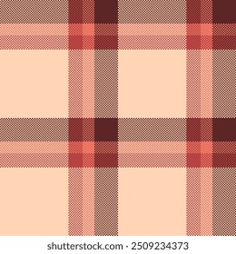 Herança tecido fundo xadrez, primário sem emenda vetor tartan. Coloque a textura de verificação de tecido de padrão na paleta de cores vermelho e pêssego.