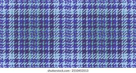Patrón de cuadros textiles Heritage, variación textura de Vector sin costuras. Tejido de cuadros de tartán de cumpleaños en la paleta de colores índigo y claro.