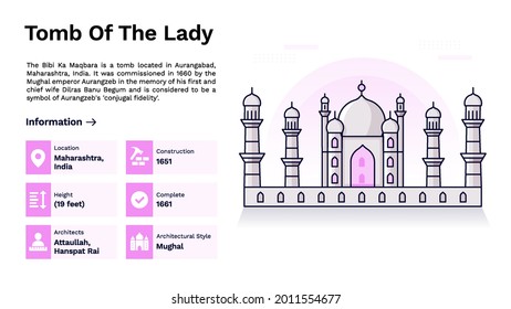 The Heritage of Tomb of the lady Monumental Design-Vector Illustration