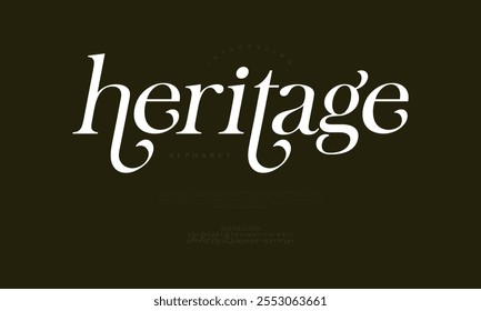 Heritage typography beauty fashion elegant minimalist serif italic fonts decorative wedding vintage retro logos. Minimal luxury font alphabet logo. Vector illustration