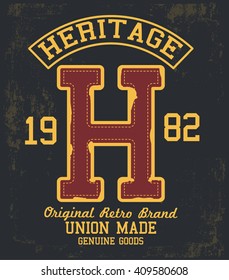 Heritage vector label and print design for t shirt