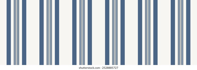 Líneas sin fisuras del Vector del patrimonio, modelo de fondo de la textura de encargo. Swatch Vertical tela de la raya en la paleta de colores azul y blanco.