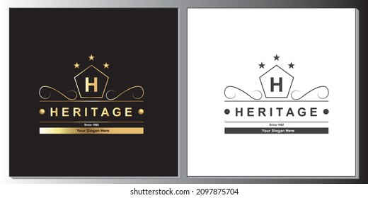 heritage vintage logo, gold and black simple premium template vector eps 10