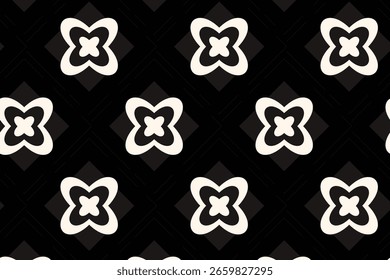 Repeticiones sin costuras inspiradas en el patrimonio que muestran la geometría boho azteca, étnica y de mediados de siglo para un uso versátil de la tela, el Fondo de pantalla y la moda.