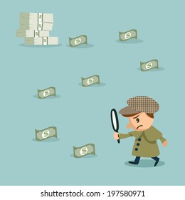 herlock: Using Magnifying Glass To Look at Money