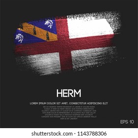 Herm Flag Made of Glitter Sparkle Brush Paint Vector