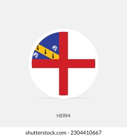 Herm round flag icon with shadow.