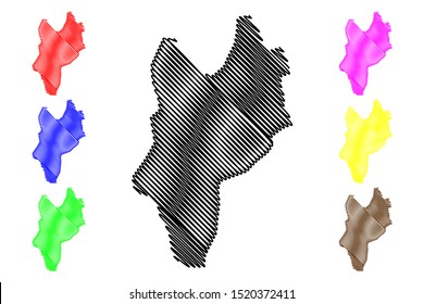 Hermanas Mirabal Province (Dominican Republic, Hispaniola, Provinces of the Dominican Republic) map vector illustration, scribble sketch Hermanas Mirabal map