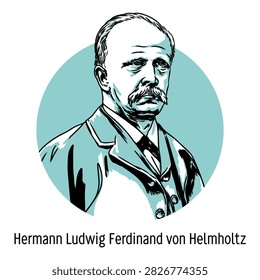 Hermann von Helmholtz - German physicist, physiologist, and scientist. Hand-drawn vector illustration.