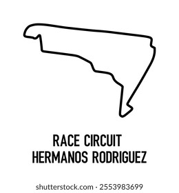 Hermanos Rodriguez Circuit Vector. Circuit Race Track Illustration with Editable Stroke. Stock Vector.