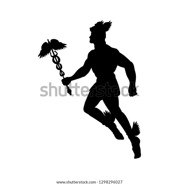 Hermes Greek God Silhouette Mythology Symbol Stock Vector (Royalty Free ...