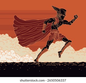hermes mercúrio mitologia grega deus correndo no céu
