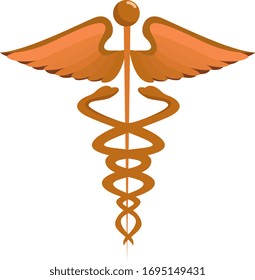 Hermes staff, illustration, vector on white background