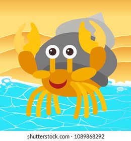 Hermit Crab at the Beach illustration