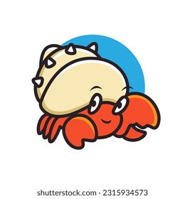 Hermit Crab Cartoon Logo Mascot