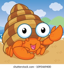 Hermit crab, cute vector, cute cartoon