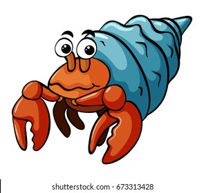 Hermit crab and happy face illustration