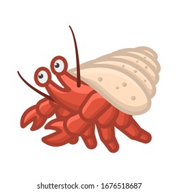 Hermit crab icon. Cartoon isolated image on a white background. Vector.