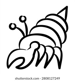 Hermit Crab Icon With Dooldles Handdrawn Style For Animal and Pet Care