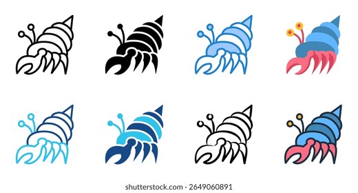 Hermit crab icon set multiple style collection 
