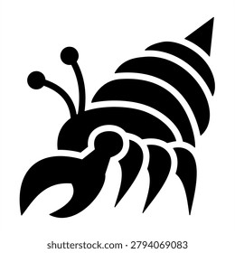 Hermit Crab Icon - Solid Black Glyph Icons For Animal and Pet Care