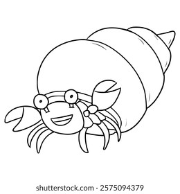 hermit crab illustration hand drawn outline vector