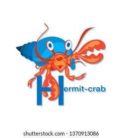 Hermit crab with the inscription. Isolated image on white background. Design for menus, cookbooks, posters, banners. Vector illustration isolated on a white background