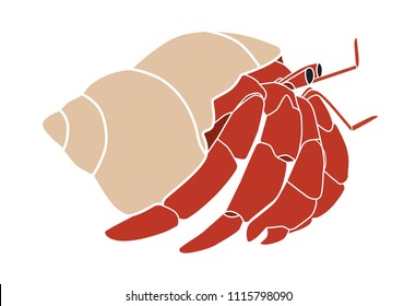 Hermit crab  Isolated crab white background  Vector 