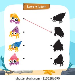 hermit crab matching game vector design