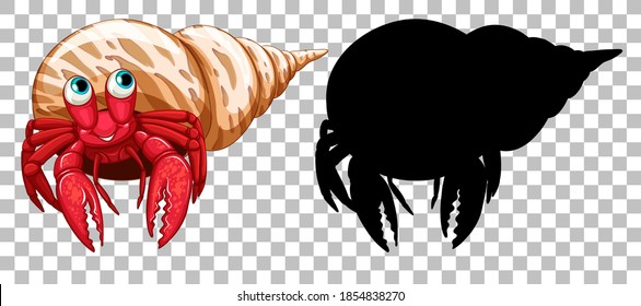 Hermit crab   its silhouette transparent background illustration