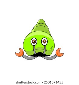 Hermit crab vector icon illustration(line drawing color).