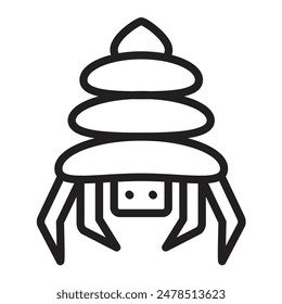 Hermit Crab Vector Line Icon Design