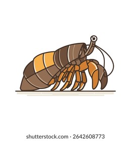 Hermit crab walks sideways simple stage clear background illustration
