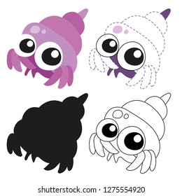 hermit crab worksheet vector design